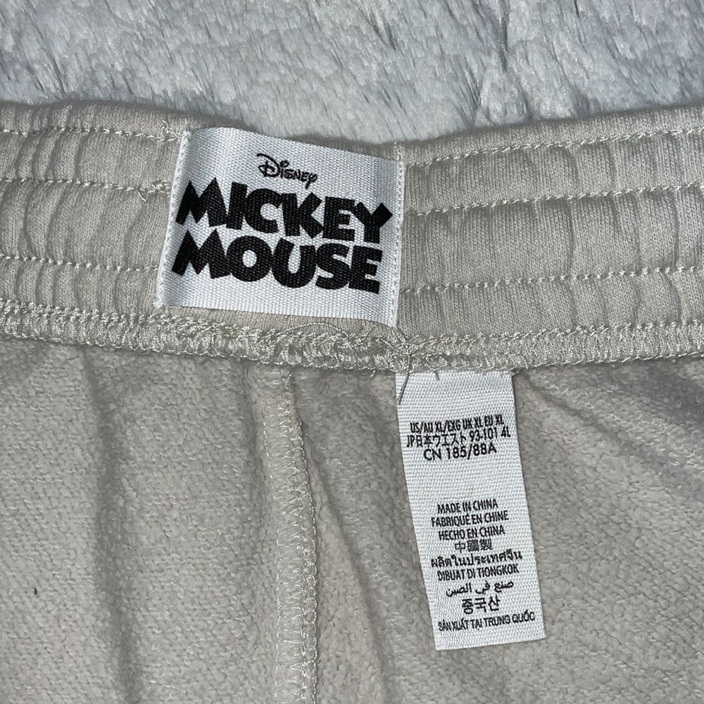 Disney Cream Athletic Shorts with Mickey Mouse Design.  Size L - Picture 3 of 4